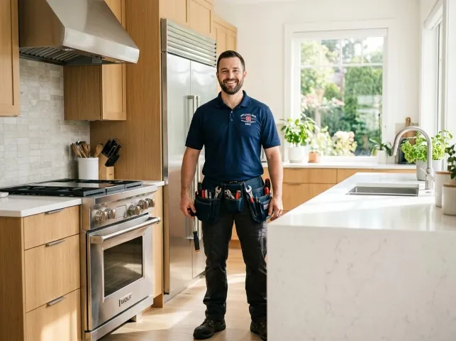 Appliance Repair Hero technician in a Blawenburg, NJ kitchen after an appliance repair
